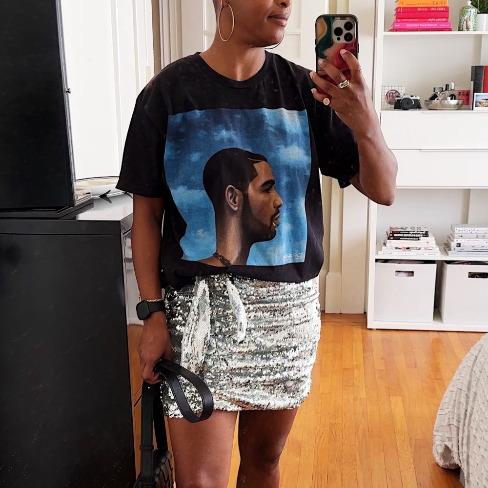 Silver Sequin Mini Skirt